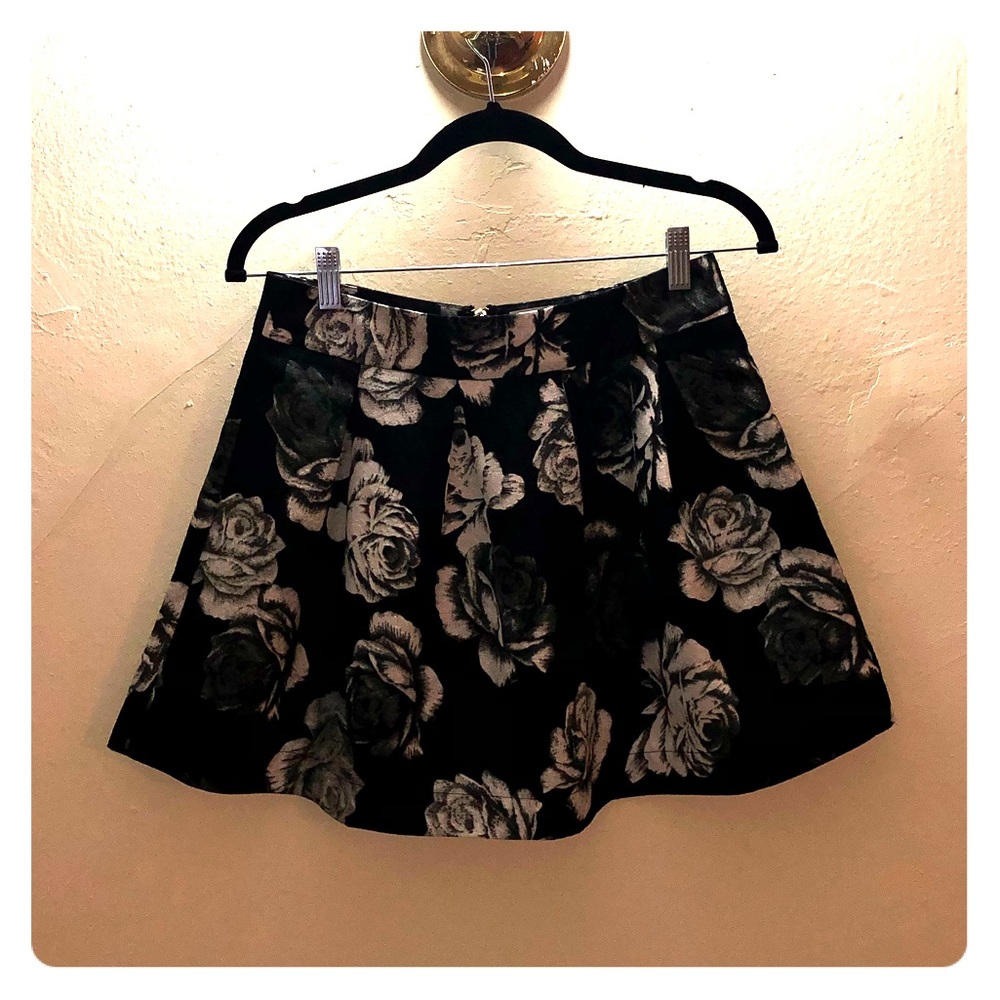 Kiersten Black Floral Skater Skirt